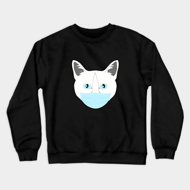 White Cat mask Crewneck Sweatshirt by remixer2020